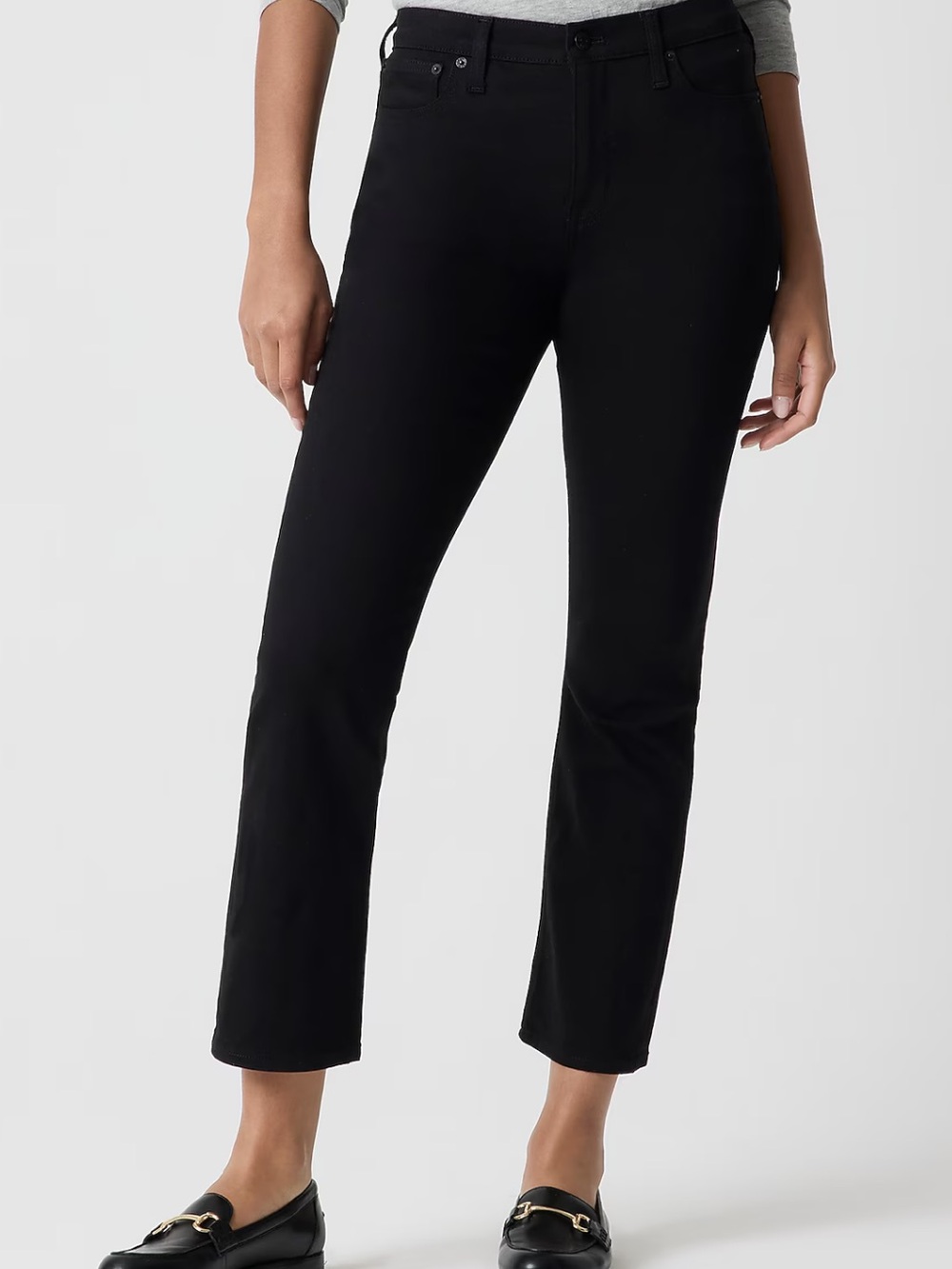 J Crew NWT mid-rise flare crop all day stretch black womens size 28P - Picture 1 of 13